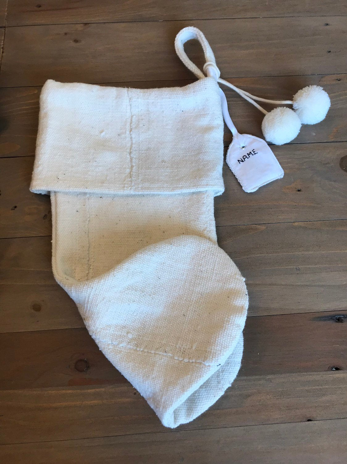 Cream Mudcloth Christmas Stocking